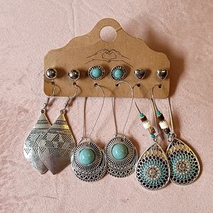 Bohemian Style Mosaic Turquoise Earring Set